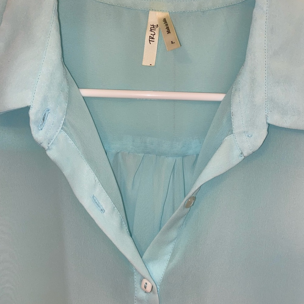 Sheer Light Blue High-Low Top - Picture 2 of 3